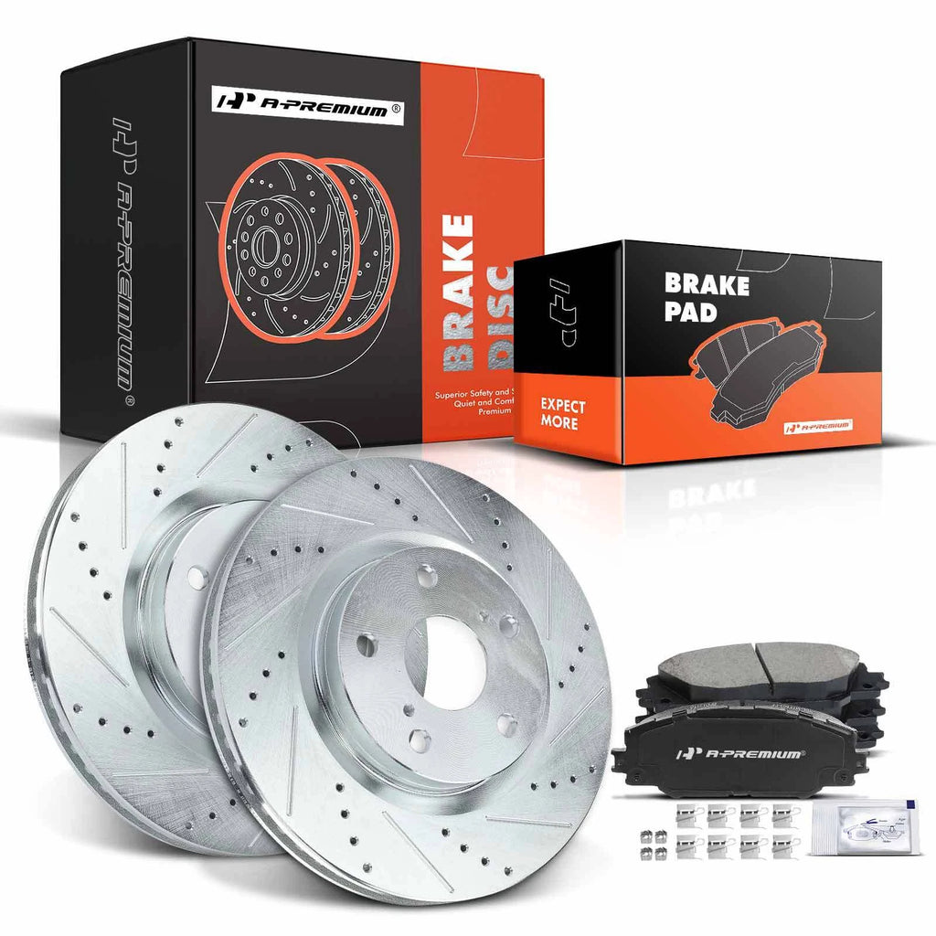 Front Drilled Brake Rotors & Ceramic Pads for Toyota RAV4 (2006-2018)