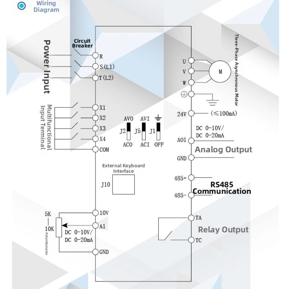 220V 1-Phase to 3-Phase VFD Motor Speed Controller 0.4kW with Heat Sink