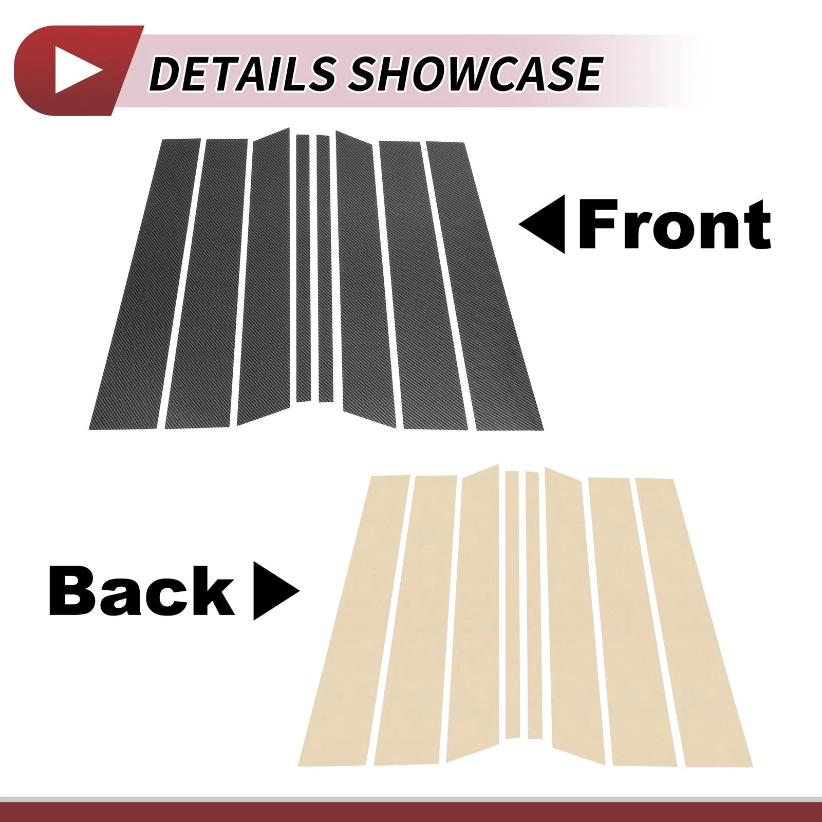 8 Pcs Door Pillar Window Trim for Ford Edge (2007–2014) Carbon Fiber Black
