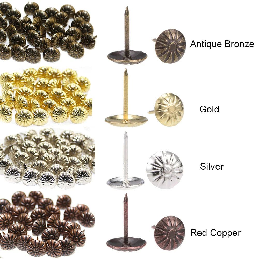 100X Upholstery Nails for Furniture, Jewelry, Sofa Studs Tacks Pins