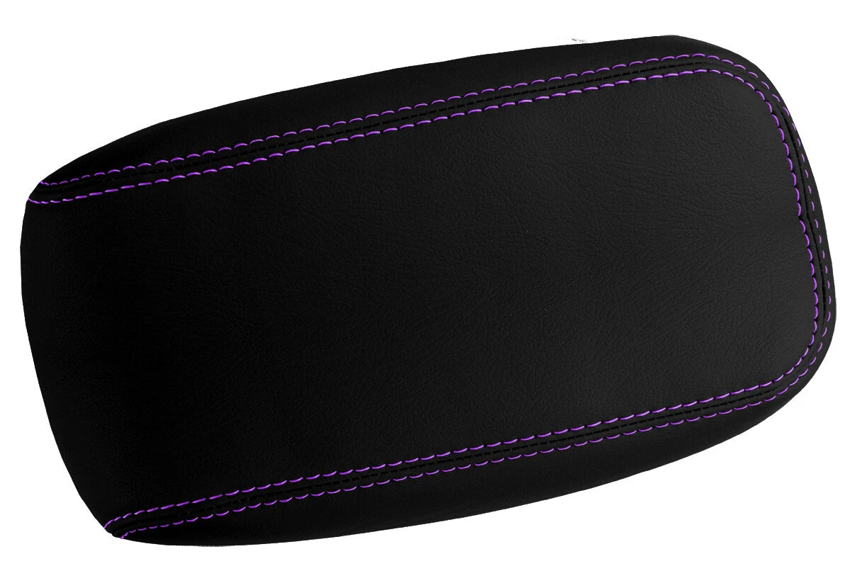 Leather Console Lid Armrest Cover for Hummer H3 (2005–2010) Purple Stitch