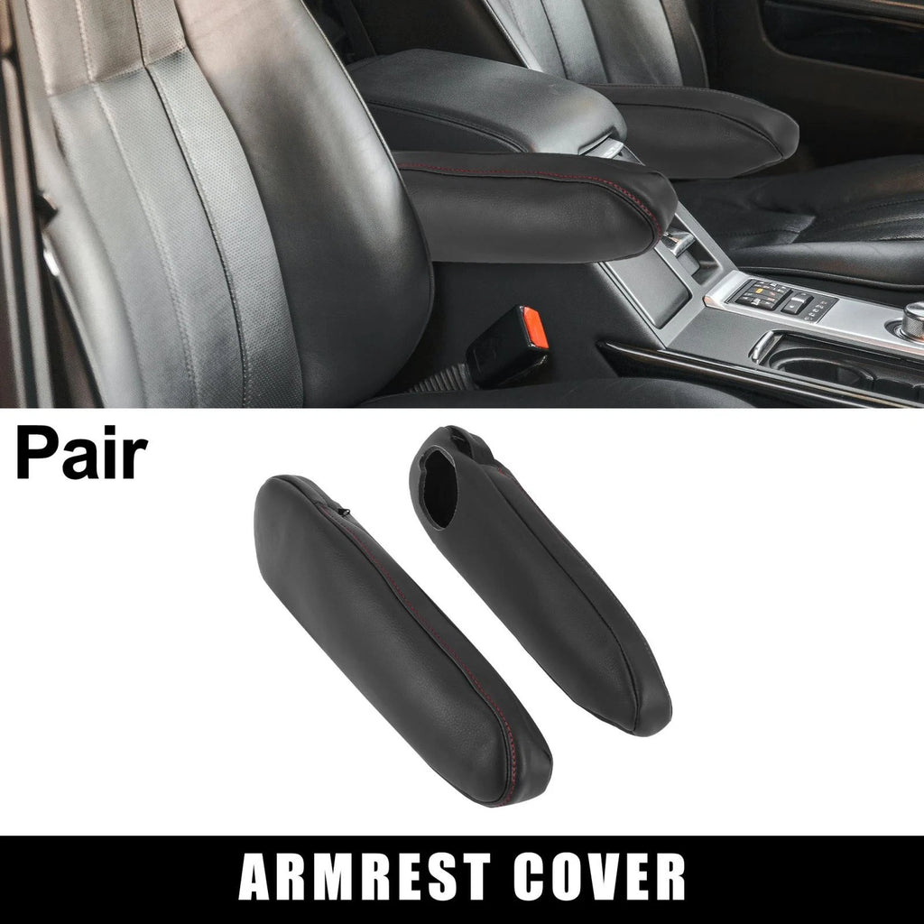 Pair Front Seat Armrest Covers for Toyota Sienna (2011–2018) - Black/Red Line