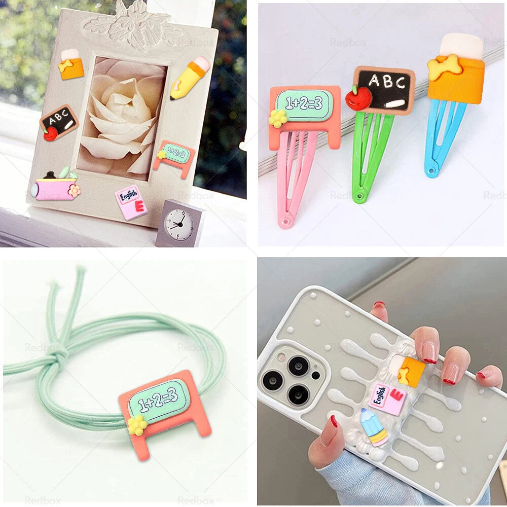 3D Resin Cabochon School Theme Pencil Ruler for DIY Craft (No Year)