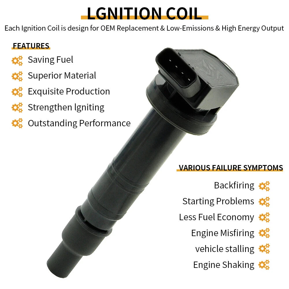 Set of 6 Ignition Coils & Iridium Spark Plugs for Toyota Tacoma 4Runner (2005–2020)