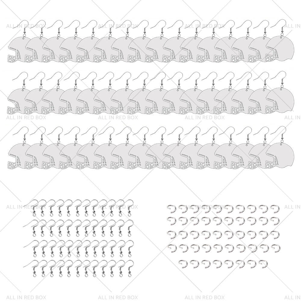 48PCS Helmet Earring Blanks MDF Double-Sided with Hook Jump Ring