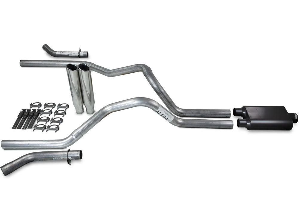 Dual Exhaust Kit for Ford F-150 (1987–1997) 2.5" 2 Chamber Clamp on Tips