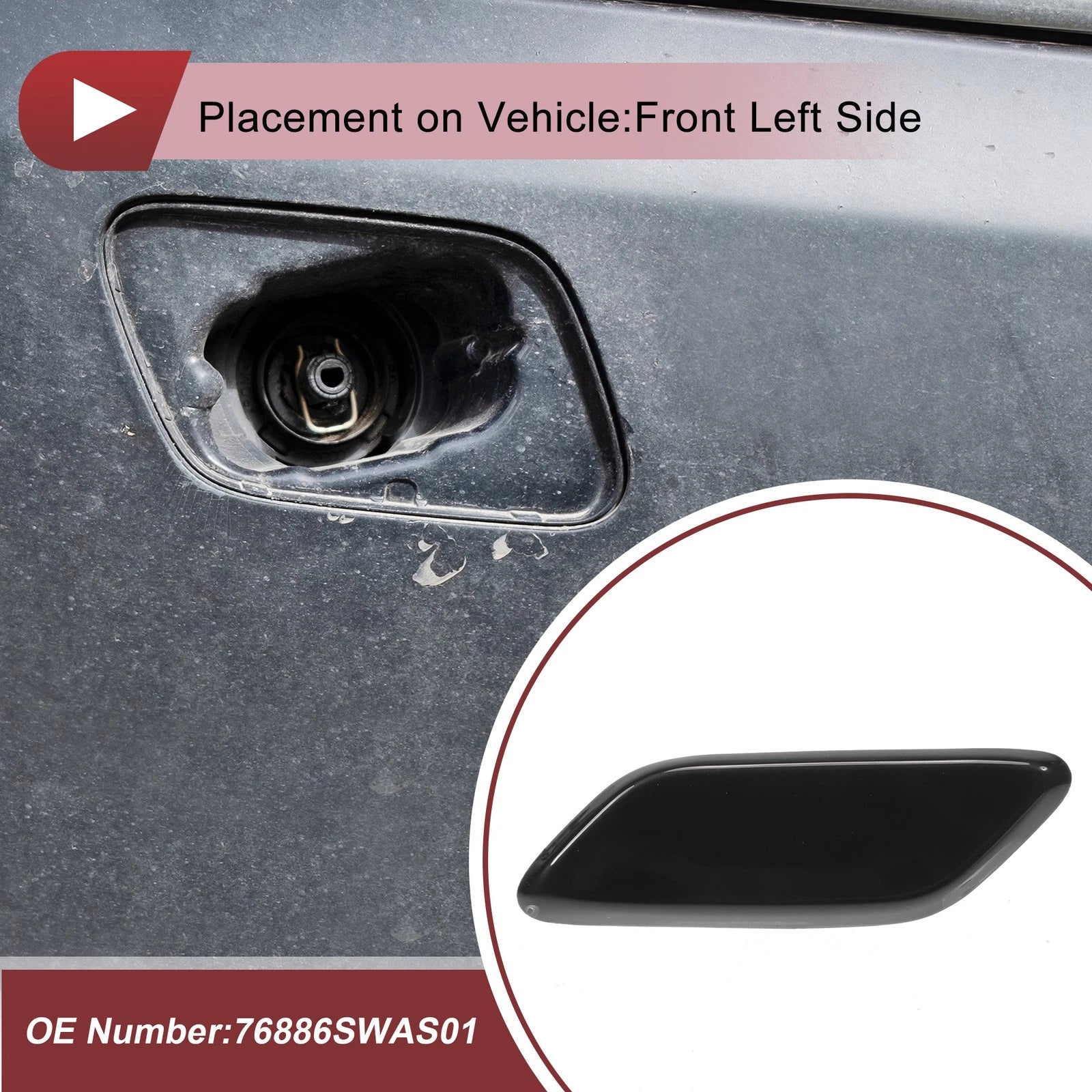 Front Left Washer Nozzle Cover Cap for Honda CR-V (2009–2011) Black