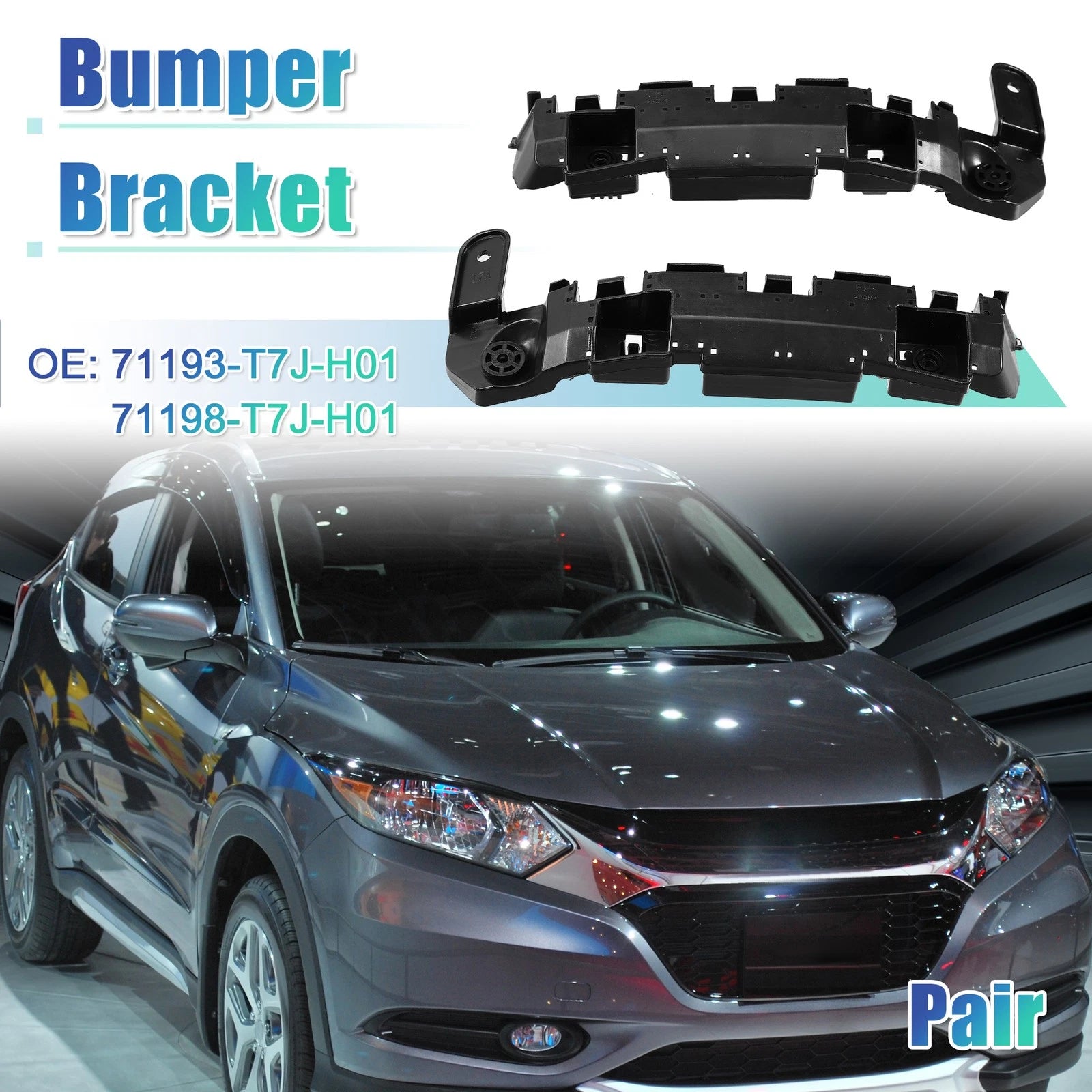 Set of 2 Front Bumper Mounting Support Brackets for Honda HR-V (2016–2021)