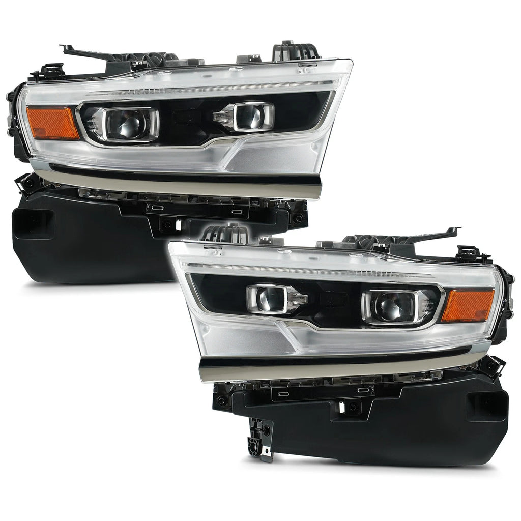 Set of 2 Full LED Projector Headlights for Ram 1500 (2019–2024) AFS Chrome