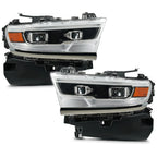 Set of 2 Full LED Projector Headlights for Ram 1500 (2019–2024) AFS Chrome