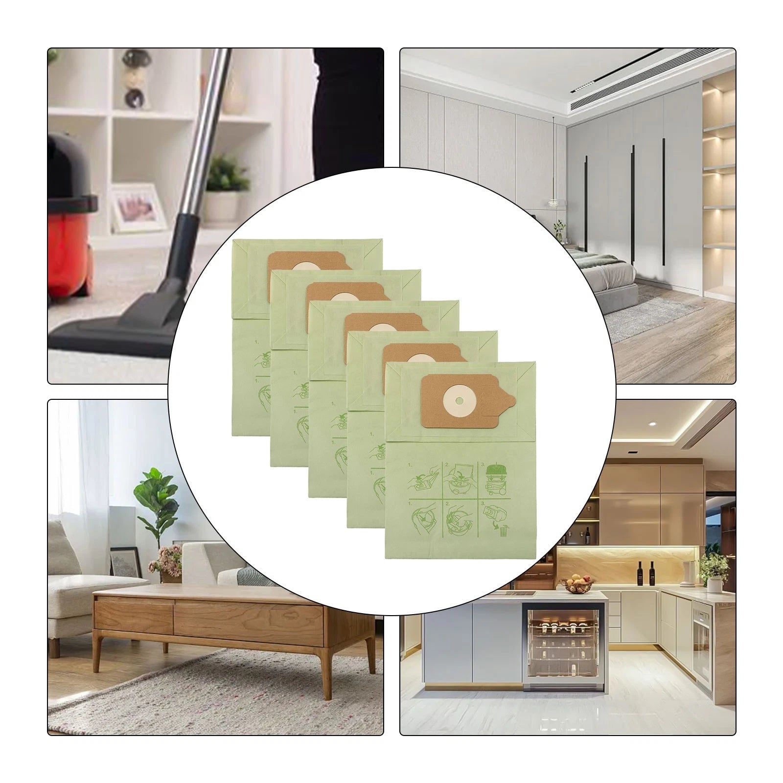 Set of 5 Paper Dust Bags for Numatic Vacuum Cleaners NVM1CH HVR20011
