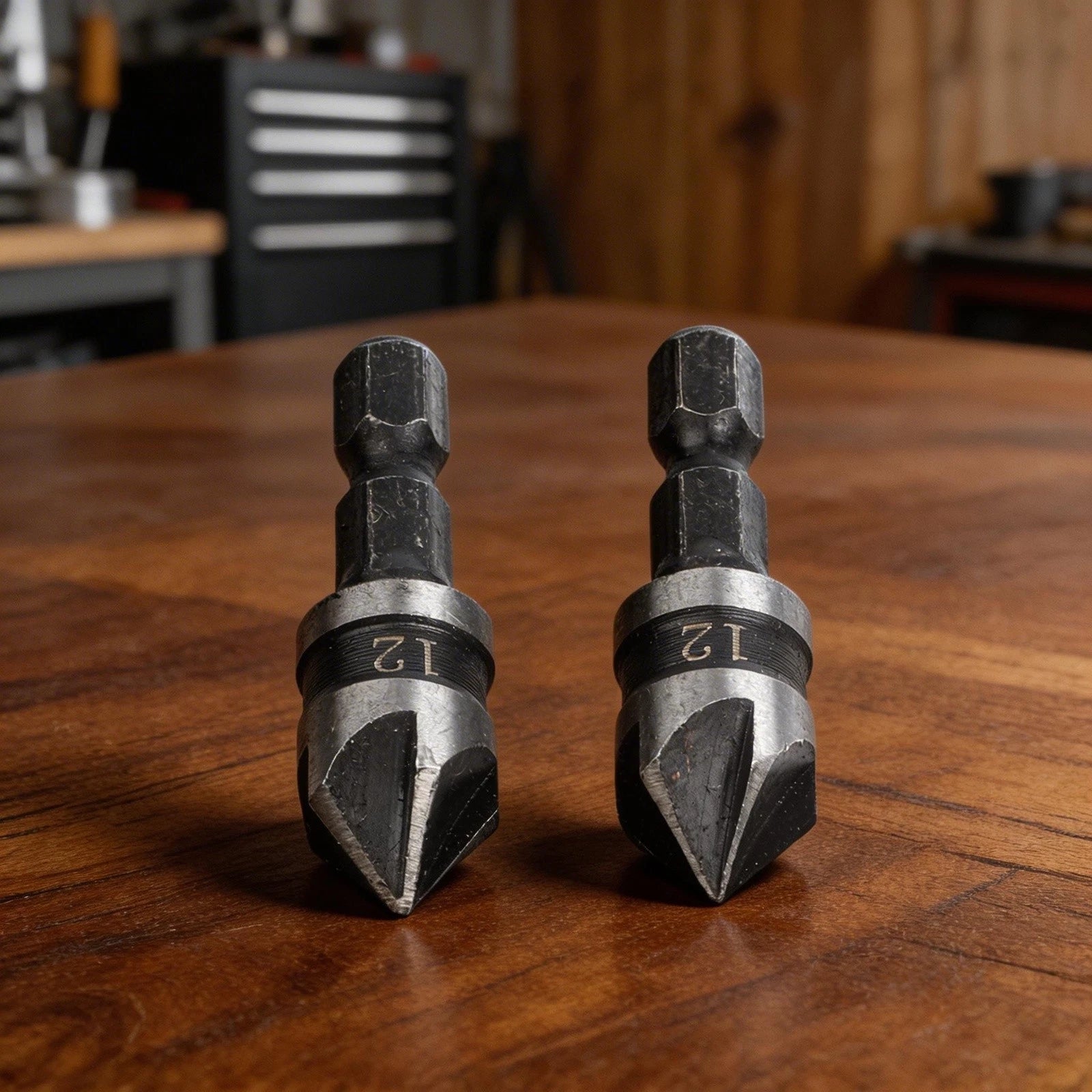 Chamfer Bit Set of 2 for Wood and Metal (12mm, 16mm, 19mm) 5 Flute