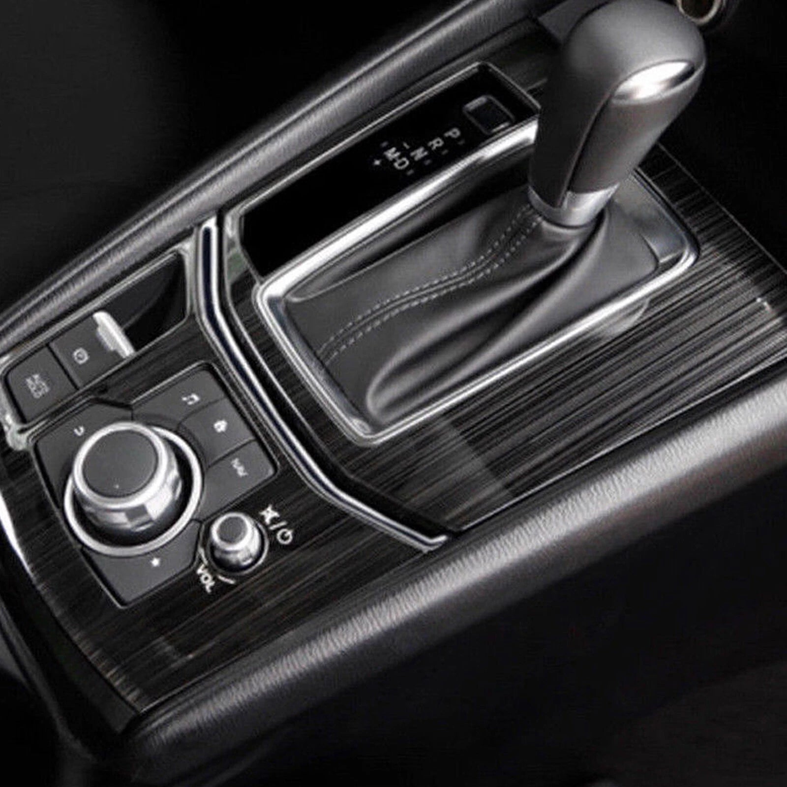 Black Titanium Inner Gear Shift Box Overlay Panel Cover for Mazda CX-5 (2017-2025)