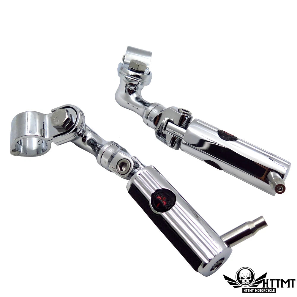 Chrome Gear Skull Footpeg Mount Kit for Defiance 1.25" Engine Guard (N/A)