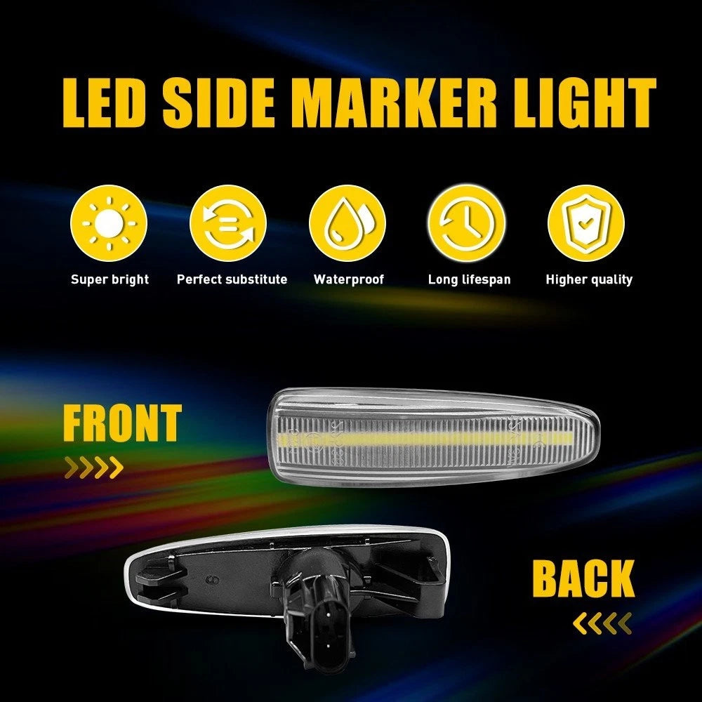 2X Fender Lamp Side Marker Signal Light Clear Lens for Mitsubishi Lancer (2008–2017)