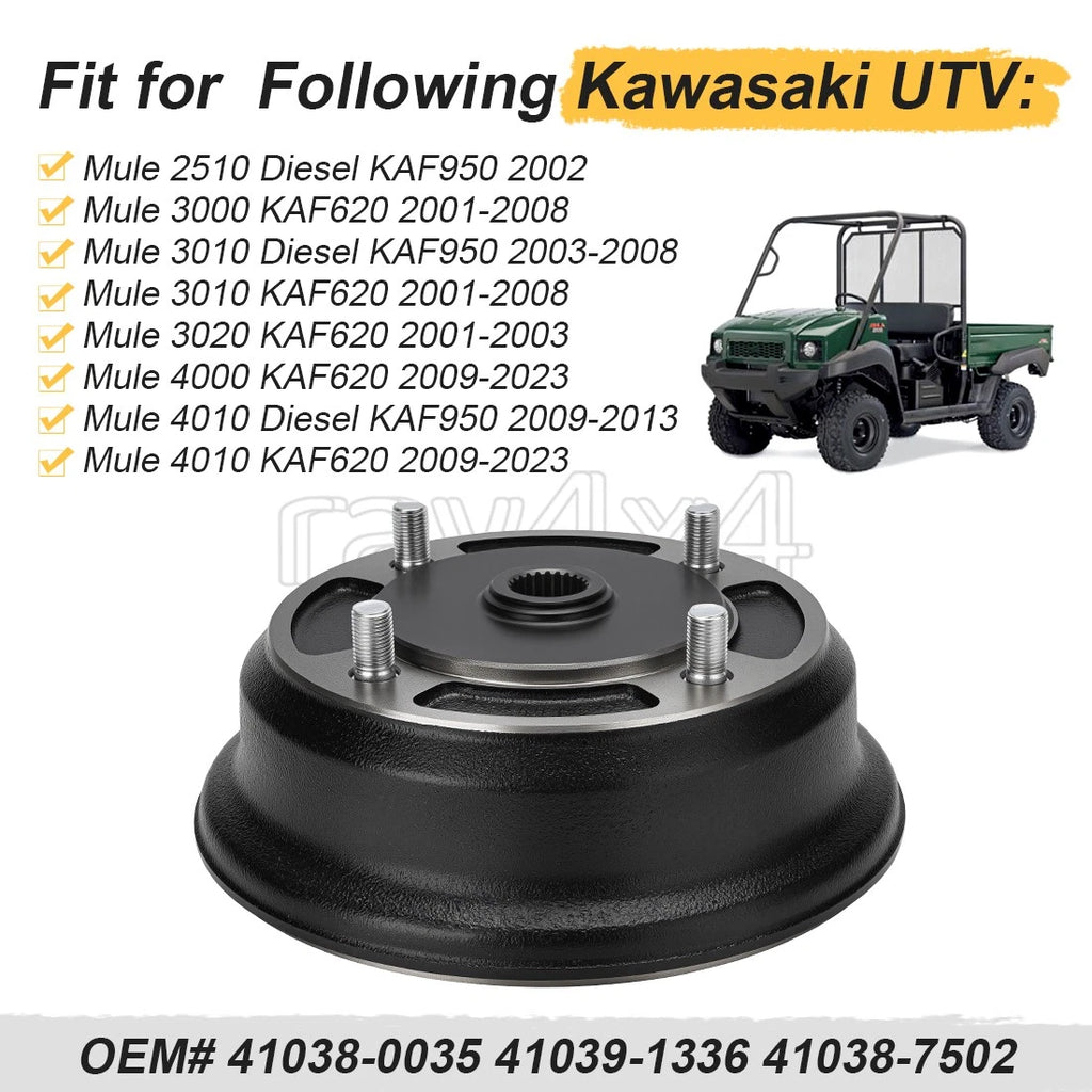 Rear Brake Drum for Kawasaki KAF620 Mule 3000 3010 2001–2008, Mule 4000 2009–2023
