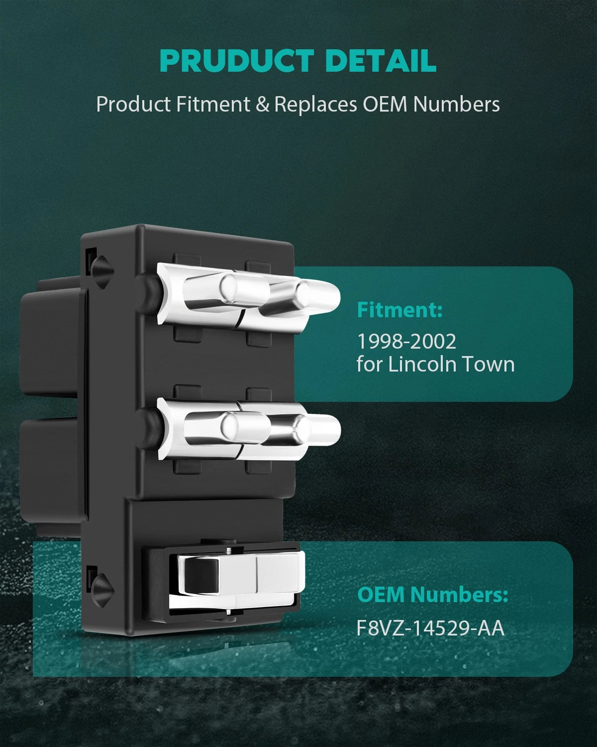 Power Window Switch for Lincoln Town Car (1998–2002) Front Driver Side