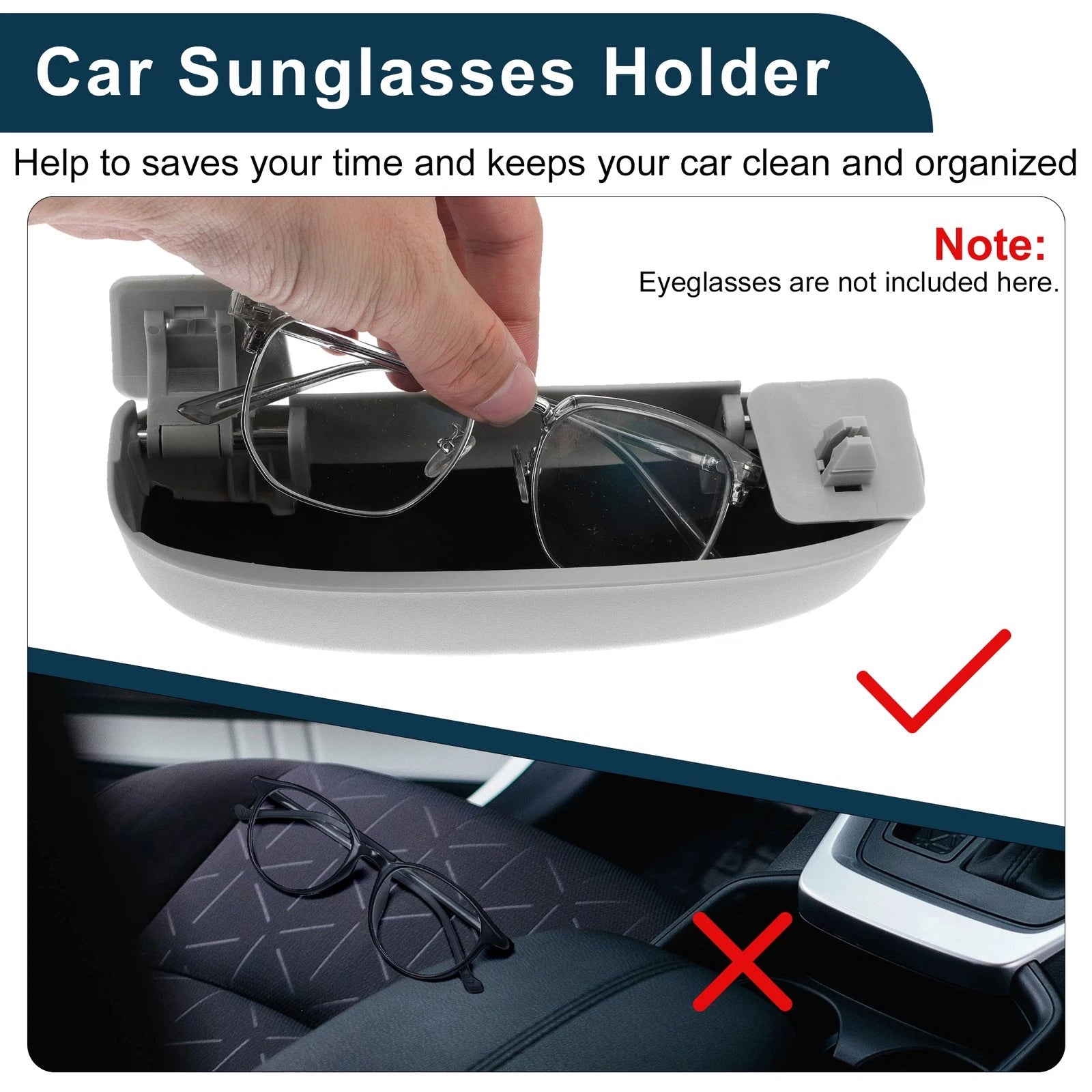 Sunglasses Case for Toyota Camry (2018–2022) Eyeglasses Holder Storage Box Grey