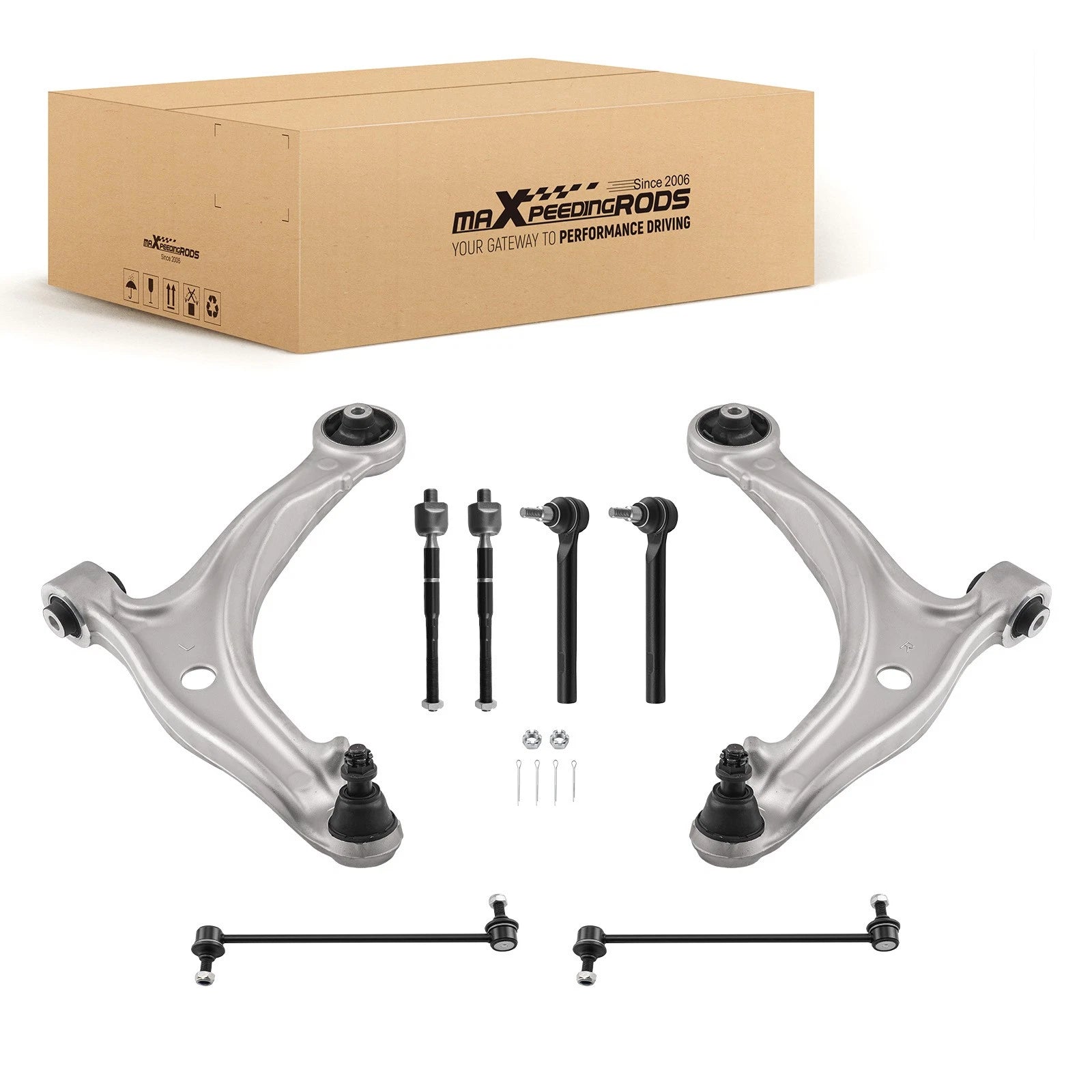 Set of 8 Front Lower Control Arms Sway Bar Tie Rods for Honda Odyssey (2005–2010)