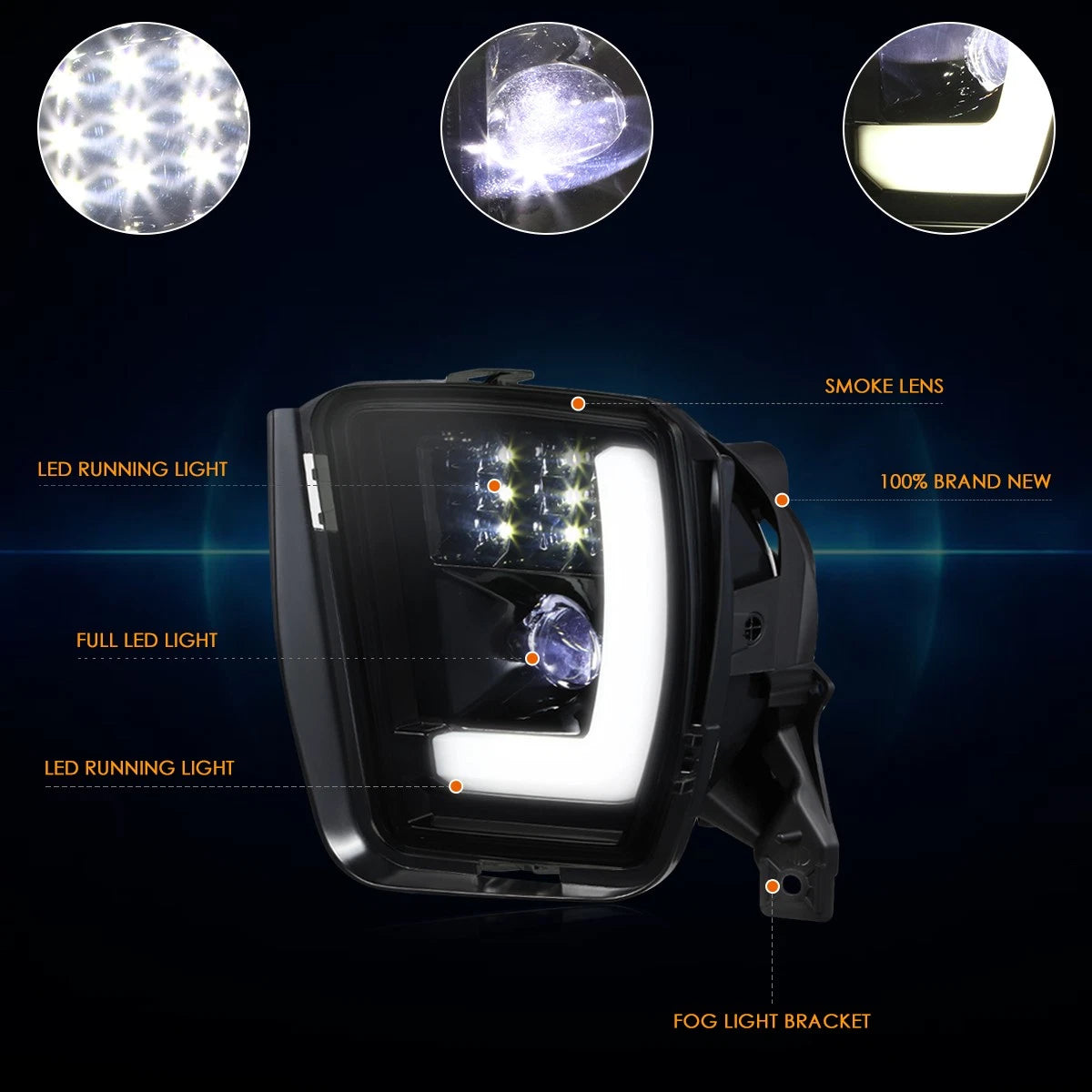 LED DRL Headlights for GMC Sierra/Yukon (1999–2007) Smoked Lens Black