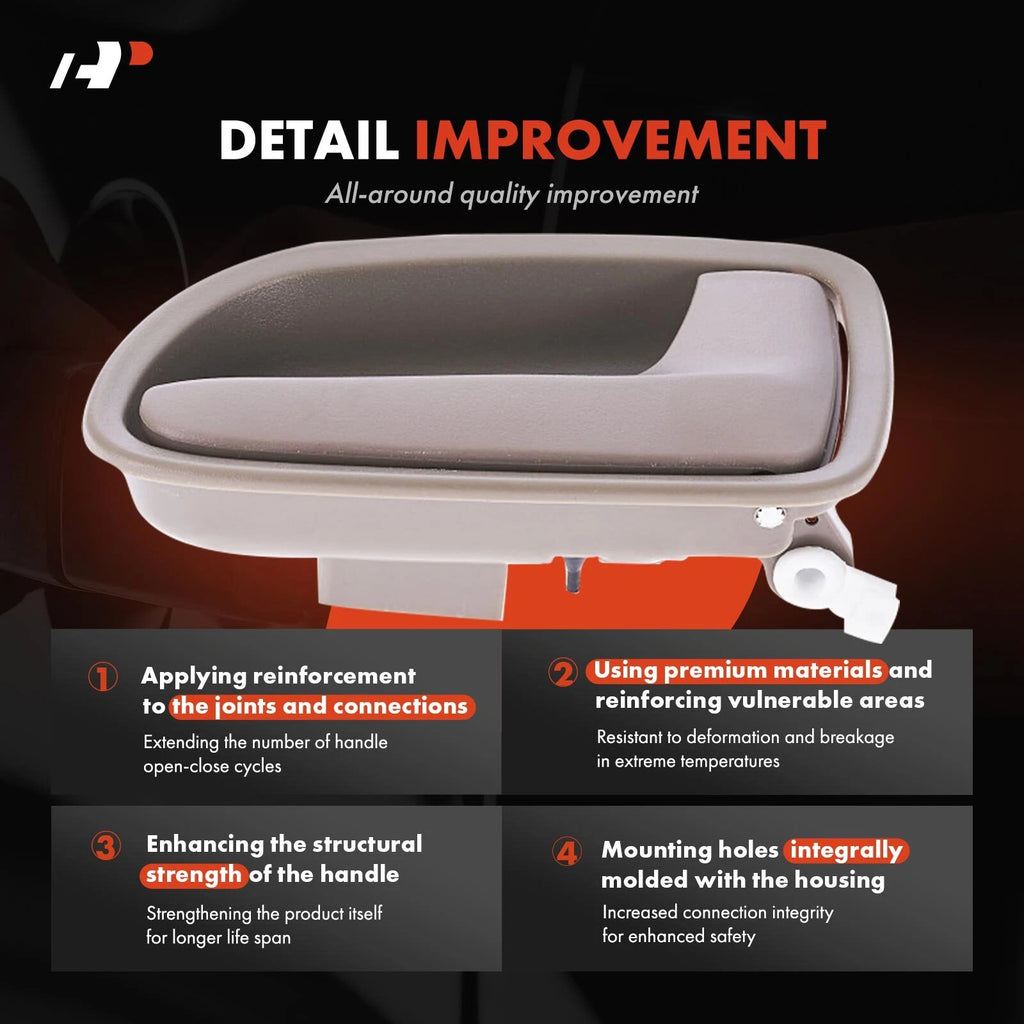 Rear Right Beige Plastic Interior Door Handle for Kia Rio (2002-2005)