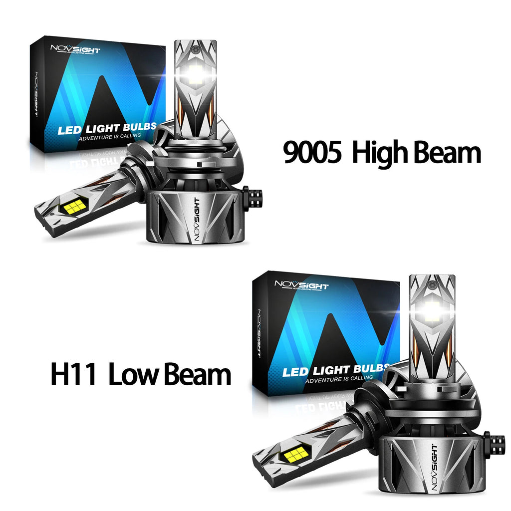 Set of 4 NOVSIGHT 9005 H11 LED Headlight Bulbs Lamp Kit (High Low Beam)
