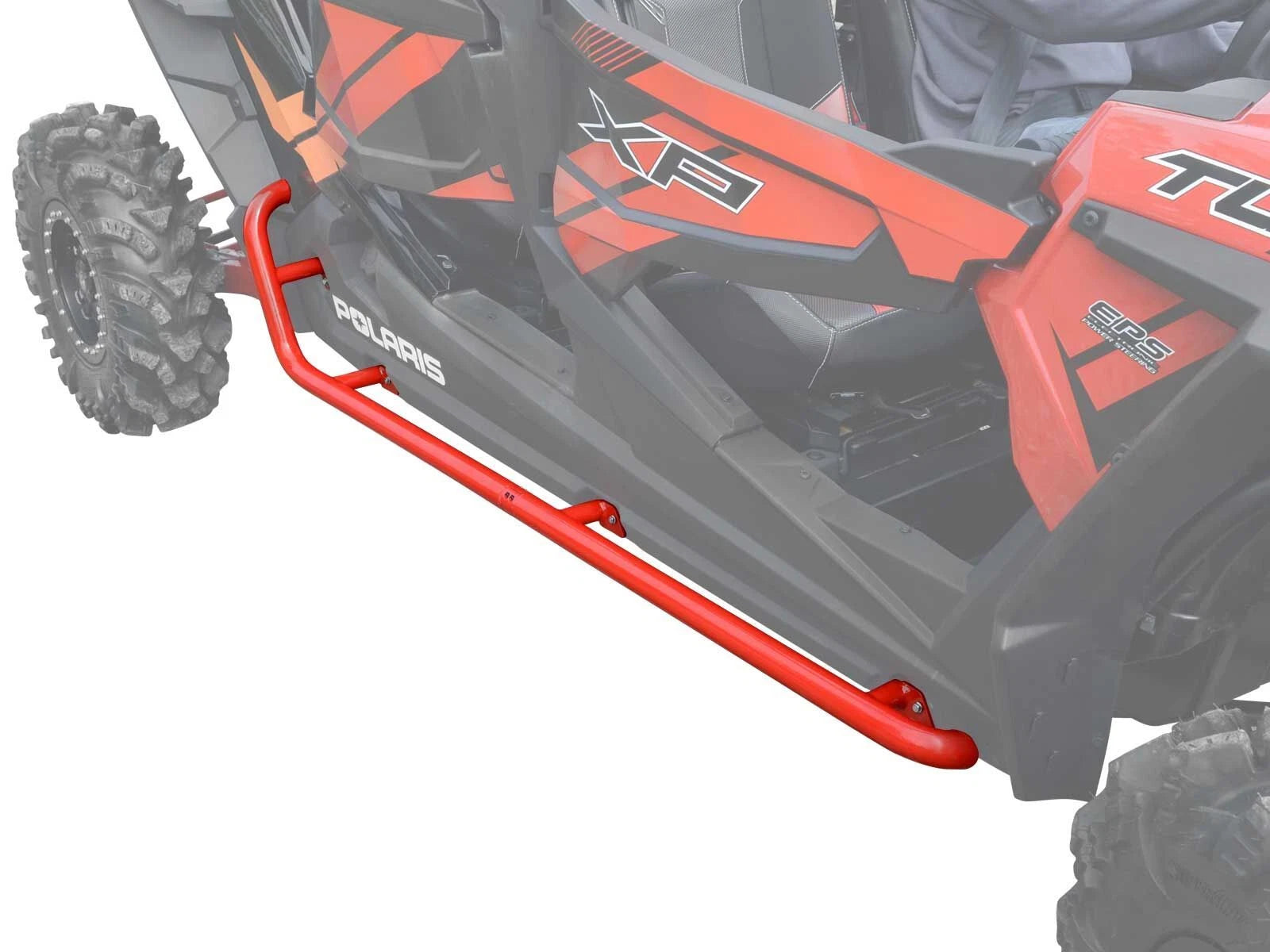 SuperATV Rock Sliding Nerf Bars for Polaris RZR 4 900 (2015–2018) - Red