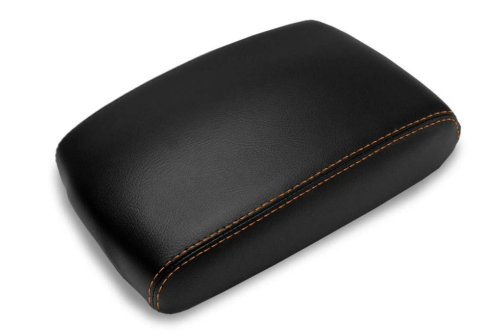 Console Lid Armrest Cover for Infiniti FX35 (2009–2012) - Leather, Orange Stitch