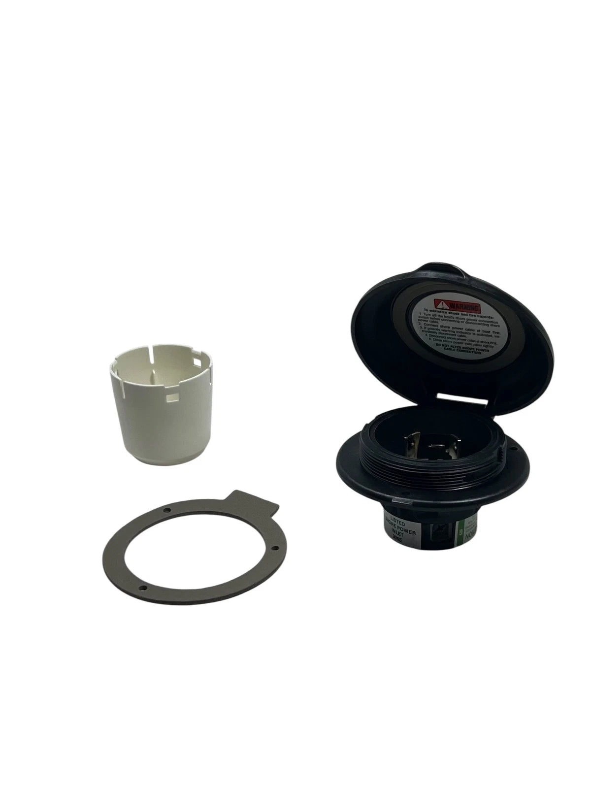 30A Power Inlet for Marinco (199136) with Contoured Black Cover & Bezel