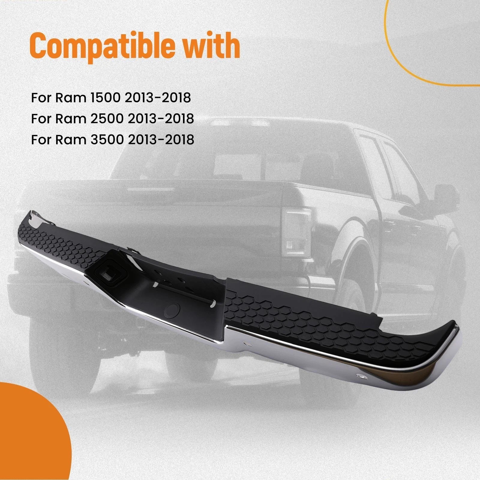 Chrome Rear Bumper Assembly for Ram 1500 2500 3500 (2013–2018)