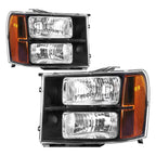 Headlights for GMC Sierra 1500 2500HD 3500HD (2007–2013) Black Housing Amber Lamps