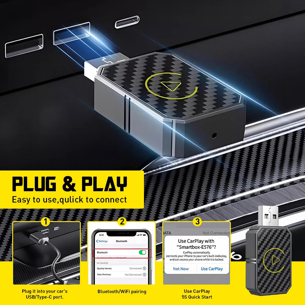 2 in 1 Wireless Android Auto & CarPlay Adapter for Vehicles