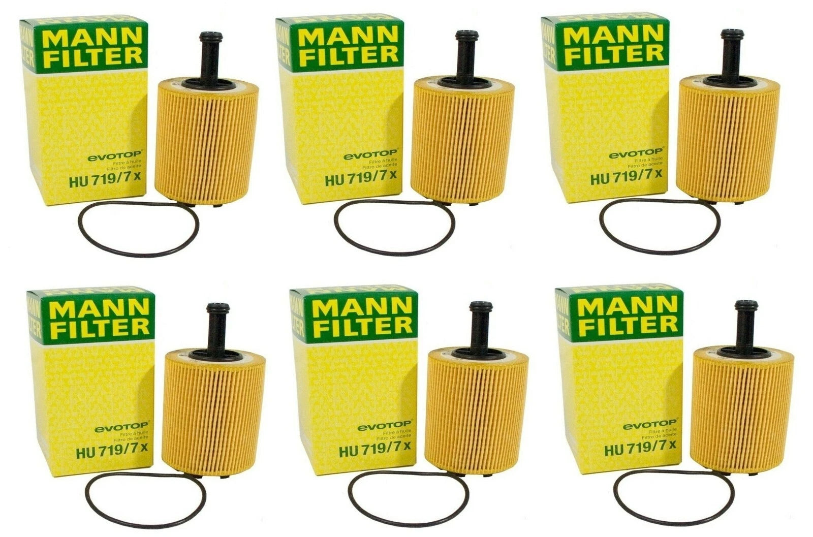 Set of 6 Engine Oil Filters Mann for Audi A3 TT Quattro VW Beetle Golf Jetta (2006–2020)