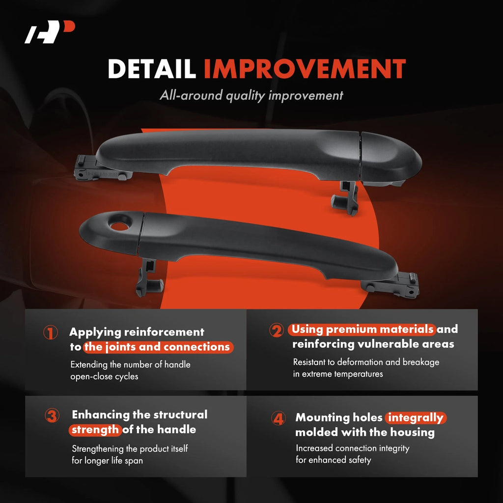 2X Front Black Exterior Door Handle for Nissan Versa (2012-2019)