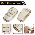 White Gold Tone TPU Silicone Car Key Case for Audi A1/A2 (3 Buttons)