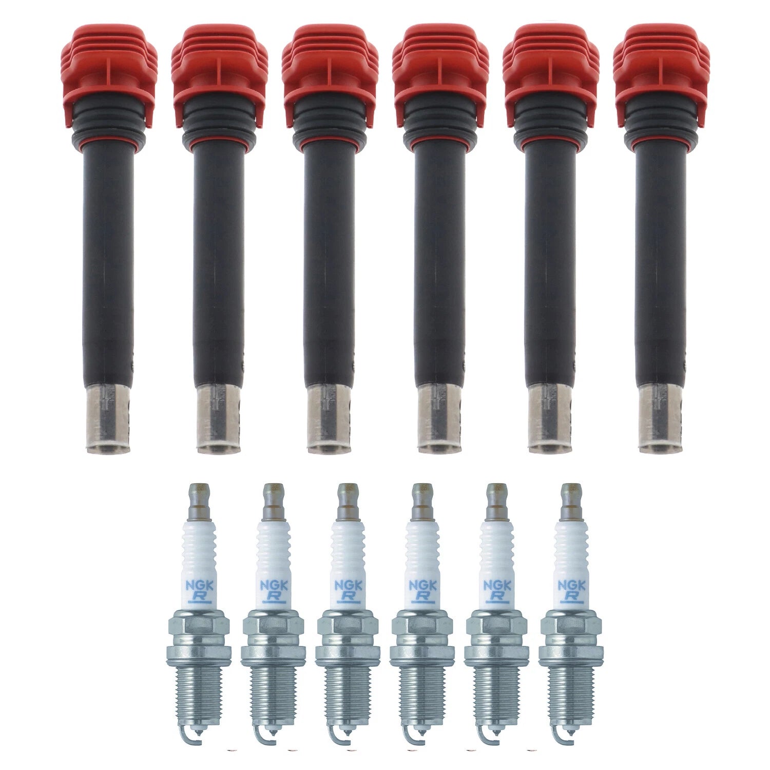 Set of 6 Ignition Coils & NGK Ruthenium HX Spark Plugs for Audi A4 Q5 Q7 (2009–2016)