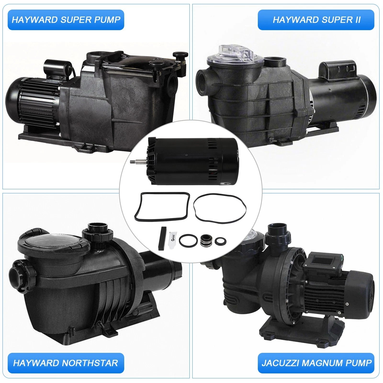 Pool Pump Motor and Seal Replacement Kit for Hayward Max Flow