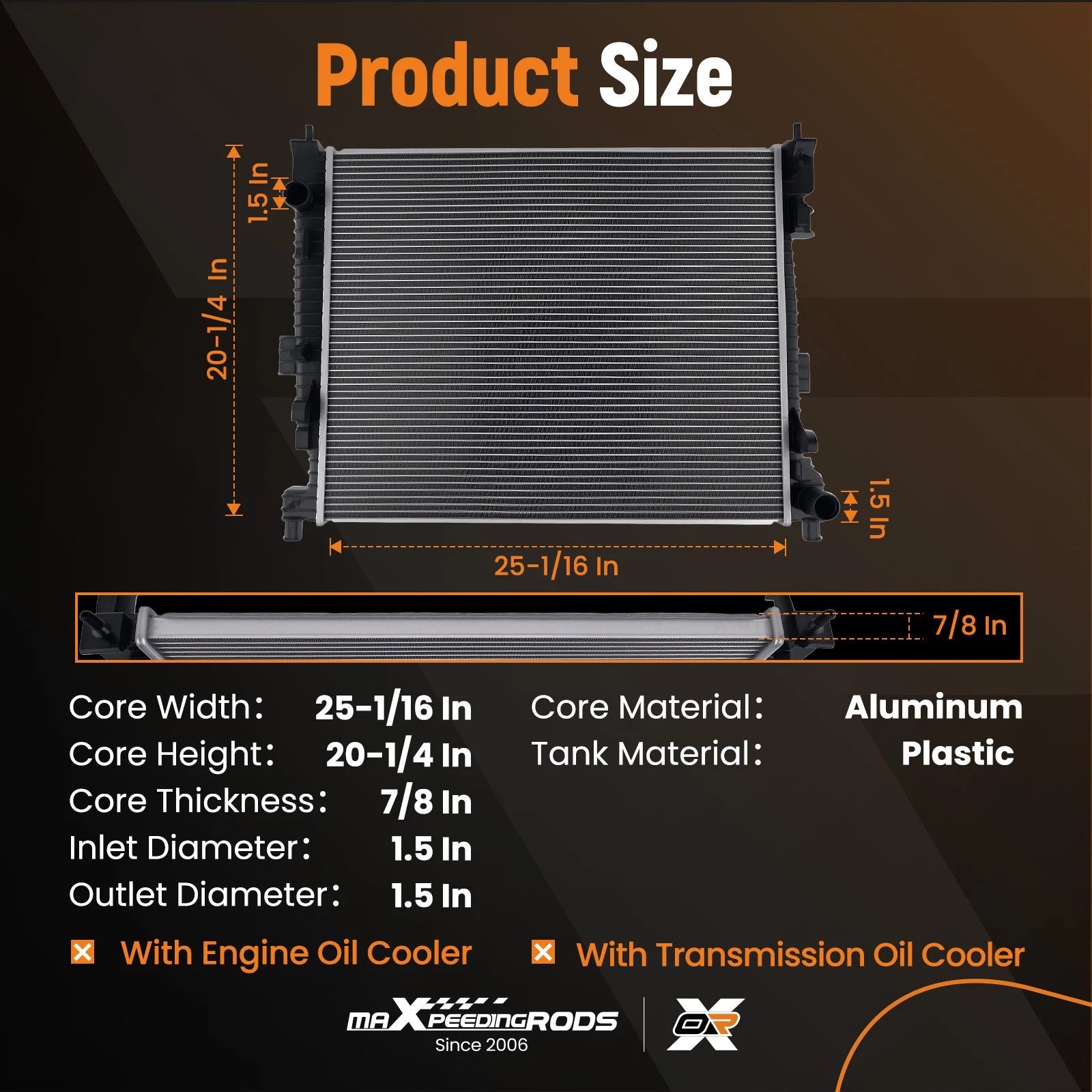 Aluminum Radiator for Dodge Durango/Grand Cherokee (2016-2021)