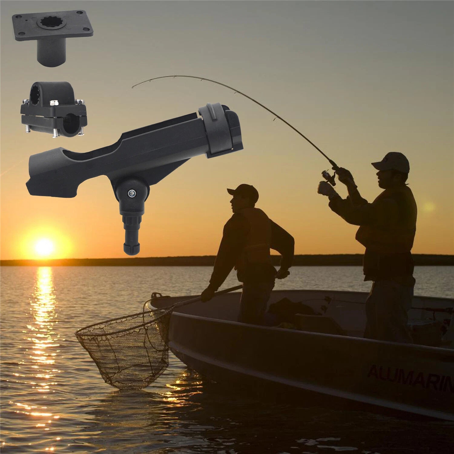 Adjustable Side Rail Mount Fishing Pole Rod Holder for Kayak Boat (1PC)