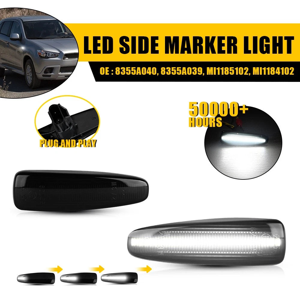 2X Smoke Bumper Side Marker Lights for Mitsubishi Lancer (2008–2017)