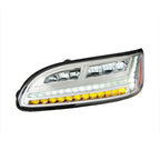 6 LED Headlights Chrome Pair with White Light Bar for Peterbilt 386 (2006–2016)