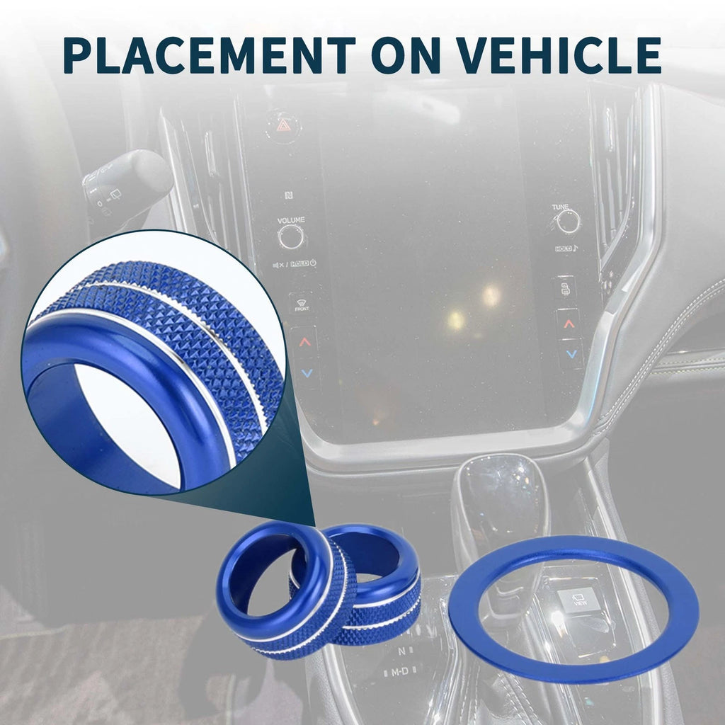 3 Pcs Media Tune Engine Start Button Knob Cover Ring for Subaru WRX (2022–2023) Blue
