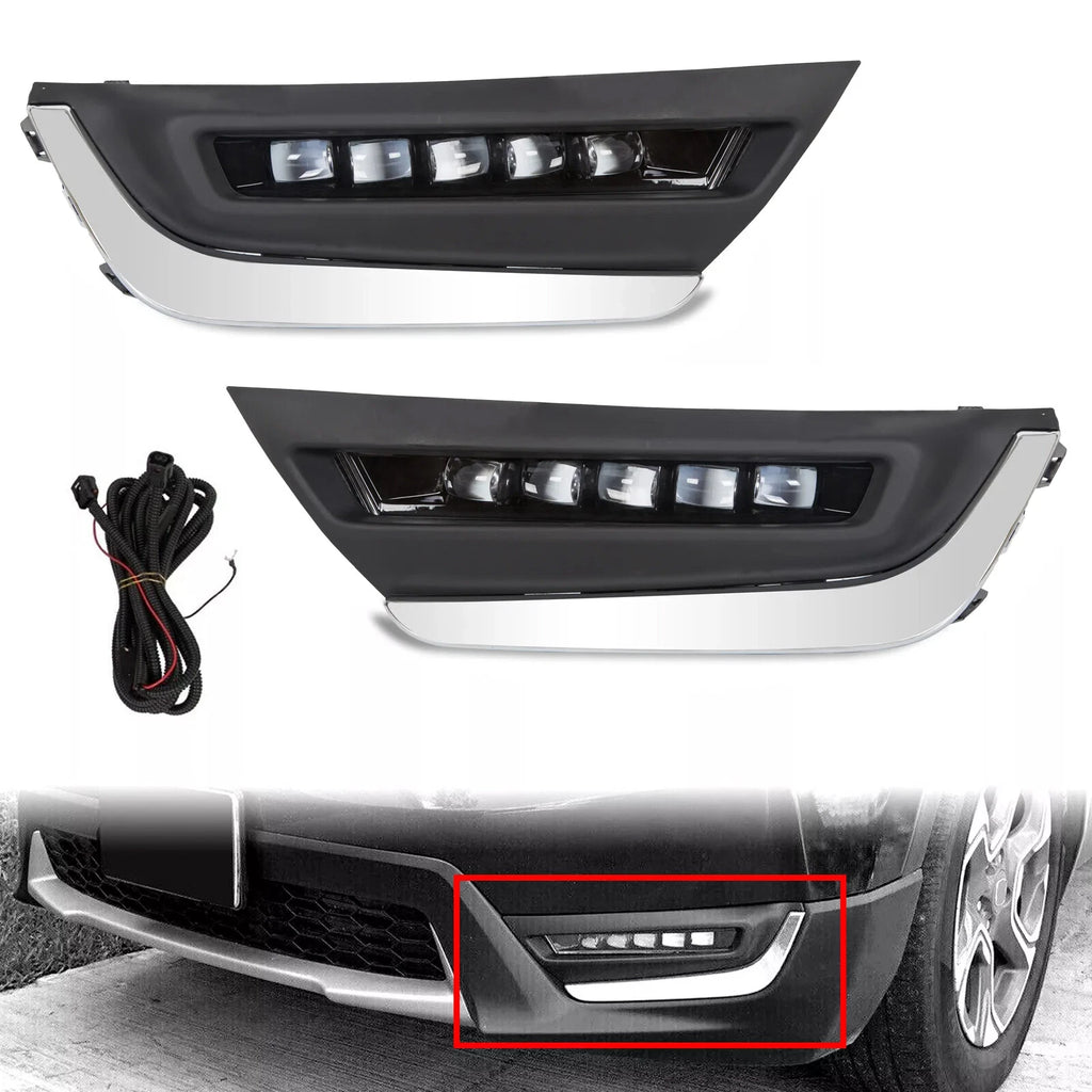 LED DRL Fog Lamp Lights w/Brackets for Honda CR-V (2017–2019)