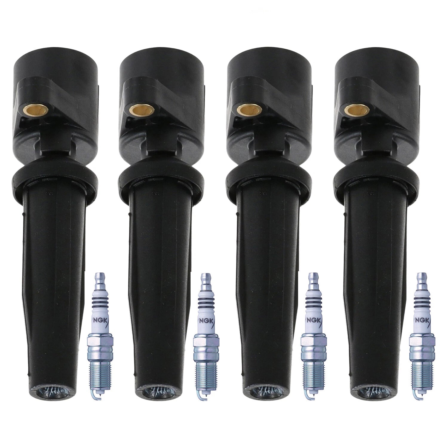 Set of 4 Ignition Coils & Spark Plugs for Ford Focus, Mazda 3 (L4)