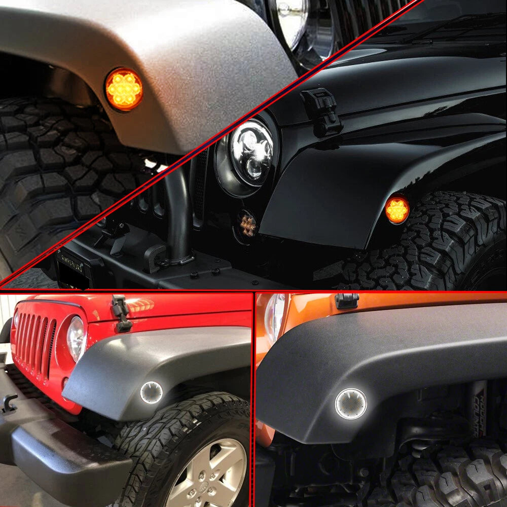 LED Side Marker DRL Front Fender Lights for Jeep Wrangler JK (2007–2018)
