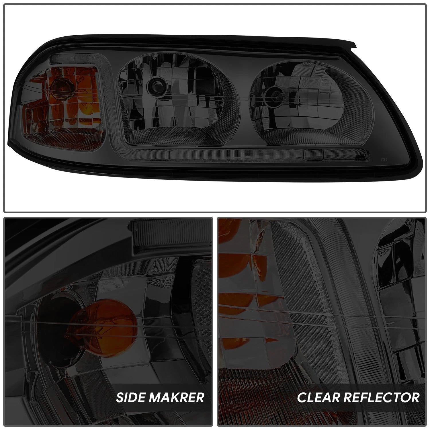 LED DRL for Chevy Impala (2000–2005) Smoked Housing Clear Corner Headlight