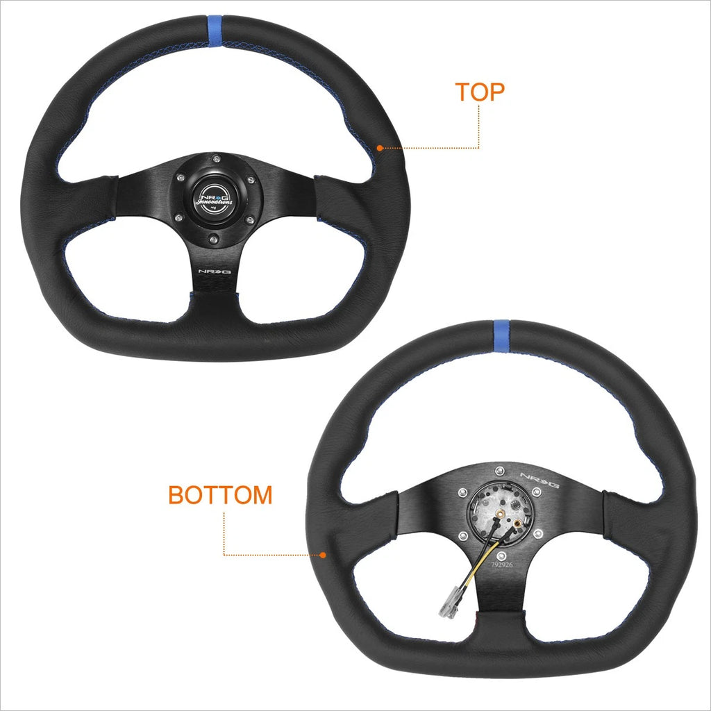 NRG RST-024MB-R-BL 320mm Leather Wrapped Steering Wheel for Universal Fit (RHD)