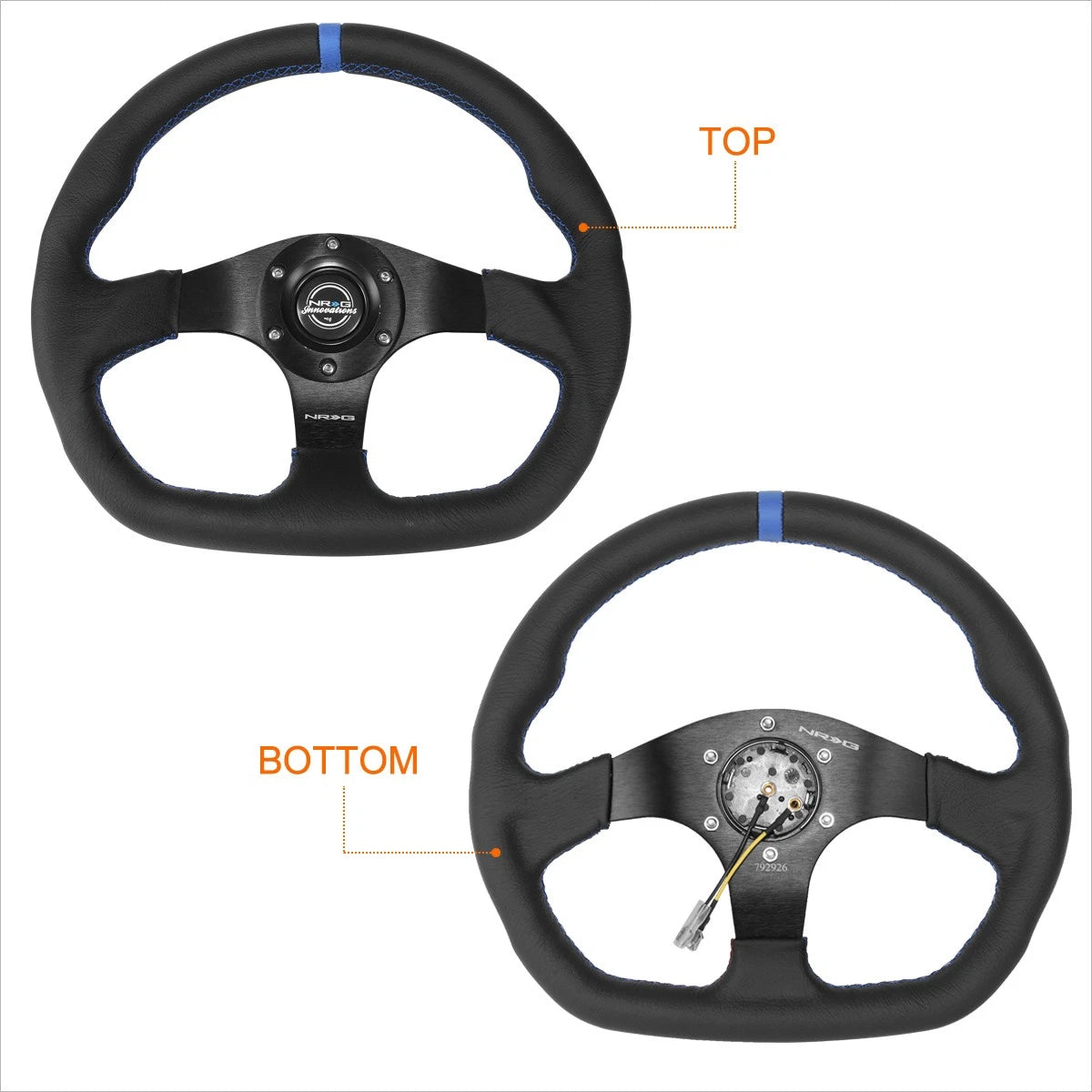 NRG RST-024MB-R-BL 320mm Leather Wrapped Steering Wheel for Universal Fit (RHD)