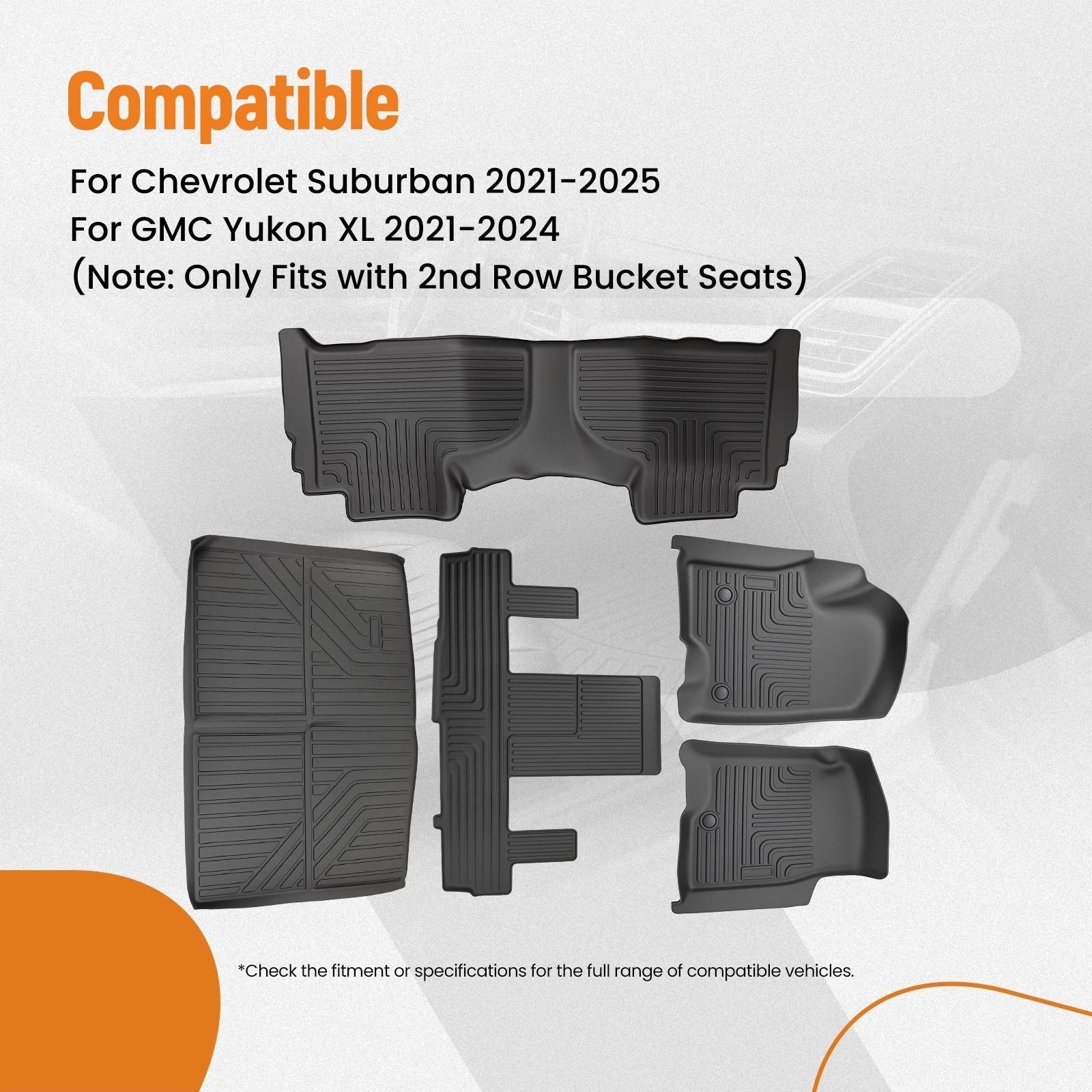 Set of 4 TPE Carpet Floor Mats for Chevrolet Suburban GMC Yukon (2021–2025)