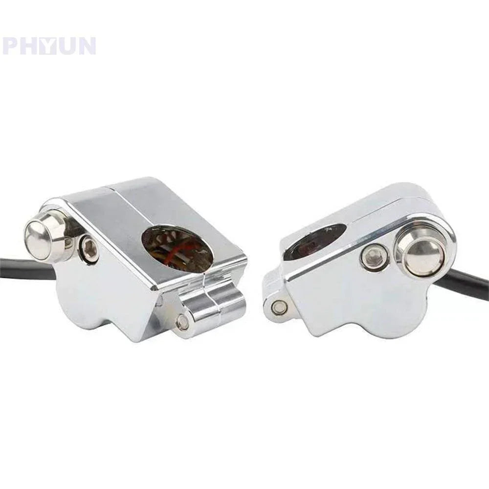 Silver CNC 7/8" Motorcycle Handlebar Switch Pair for Headlight Indicator Horn